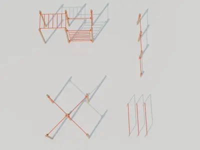 Calisthenics Station 3 Outdoor Fitness Equipment Street Workout 3D model