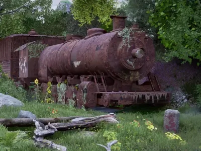 Old Train Engine 3D model