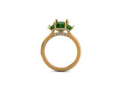 emerald engagement ring with diamonds 2774 3D print model