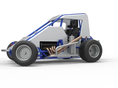Midget car while turning Scale 1 to 25 3D print model