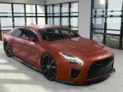 BLENDER EEVEE Brandless Mid Size 4 door sedan Low-poly 3D model