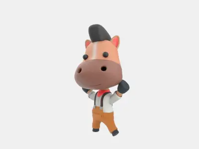 Cute Horse 3D Illustration 3D model