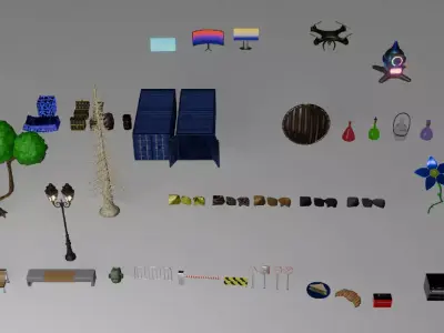 41 Stylized Low Poly Props Pack   Game Ready Assets Collection Low-poly 3D model