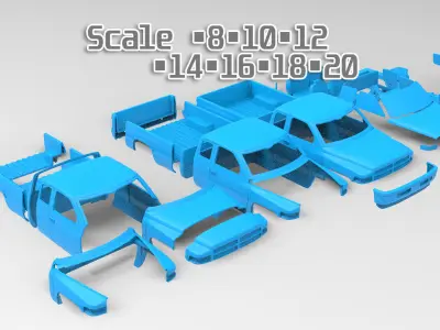 Dodge 1500 2nd gen Truck Extended Quad Cab Printable Body 3D print model