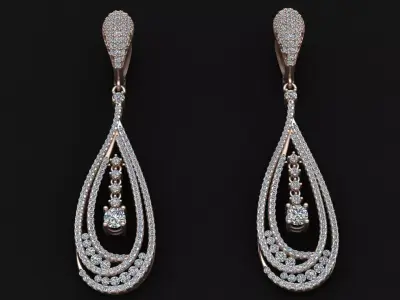 LUXURY MICROSETTING DIAMOND EARRINGS 3D print model