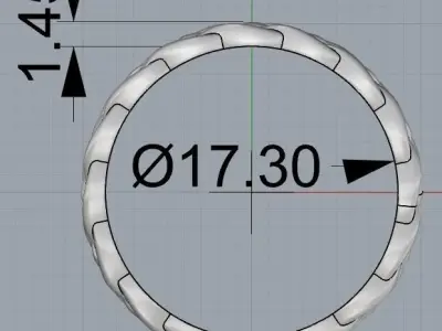 Women ring with binding 17 5 mm 3D print model