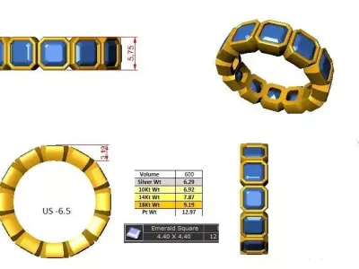 Eternity Emerald Band Ring 3D print model