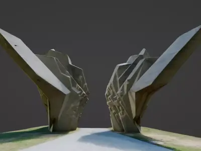 tjentiste statue Low-poly 3D model