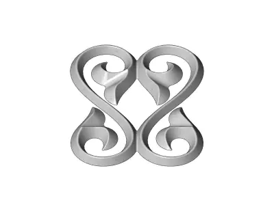 Double floral  scroll decoration element relief  3D print model