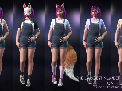 Streetwear Girl 2-5 - Casual Wear Girls Pack 2 Game-Ready Low-poly 3D model