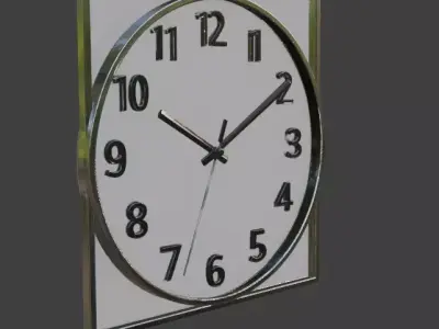 Modern Square Wall Clock Minimalist 3D Model 3D model
