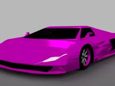 Supercar J1 Purple Low-poly 3D model