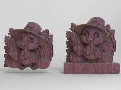 turkey with corn 3D print model