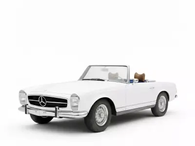 Classic White Convertible Roadster Low-poly 3D model