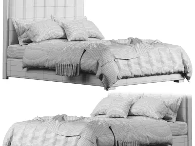 Faux Leather Bed By Homary 3D model