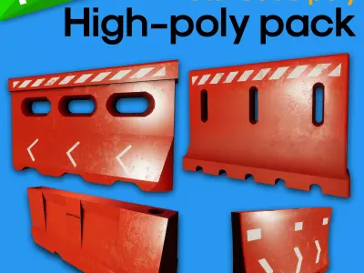 Plastic construction or road barriers High-poly Free 3D model