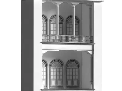 islamic exterior facade element set 816 Low-poly 3D model