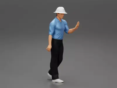 Civil engineer walking 3D print model