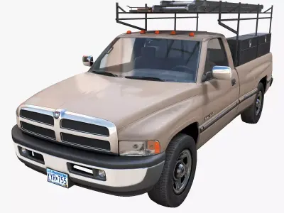Dodge Ram 1995 utility pickup truck Low-poly 3D model