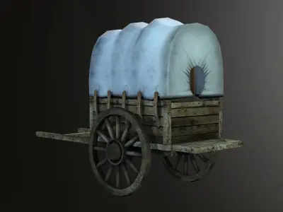 Wooden Cart low poly -3D model 3D model