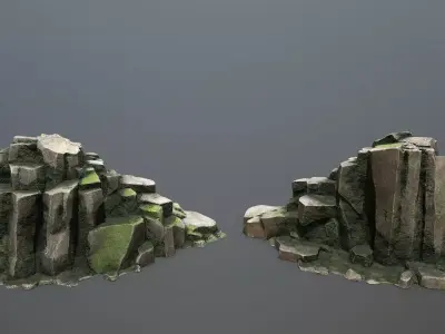 mossy rocks Low-poly 3D model
