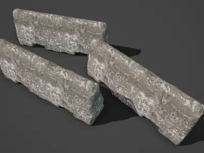Concrete Barricade Lowpoly 3D Model Low-poly 3D model
