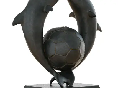 Sculpture Two Dolphins with Soccer Ball 3D model