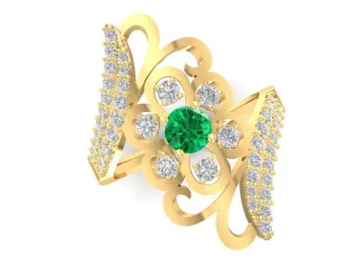 Luxury Floral Emerald Diamond Ring for Women   1129 3D print model