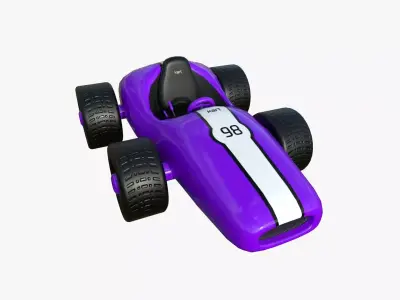 Cartoon Kart F04 Purple - Vehicle Racing Design Low-poly 3D model