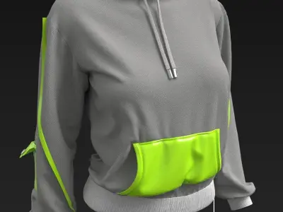 Sport Wear  Girls Hoodie N5 45 CLO3D ZPRJ FBX OBJ MTL  3D model