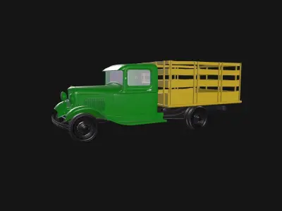 1934 model BB stake truck retro wide game animation ready 3D model