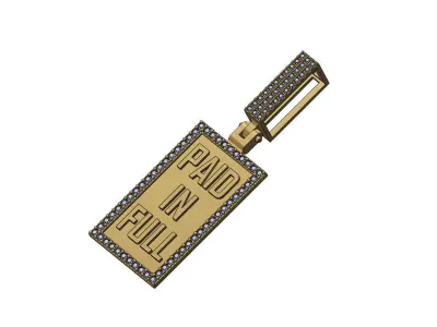 Iced diamond bail paid in full pendant 3D print model