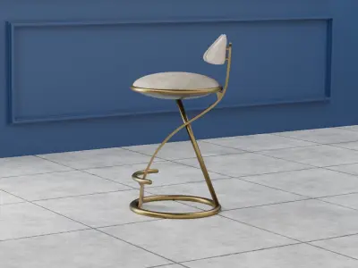 Luxury Leather Bar Stool 3D model
