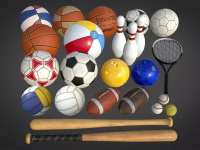 Sport Balls Pack Low-poly 3D model purchase