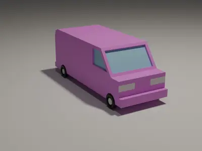 Low poly Grey-pink car VAN 2 Version Low-poly 3D model