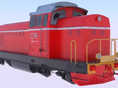 Locomotive red PBR textures 3D model