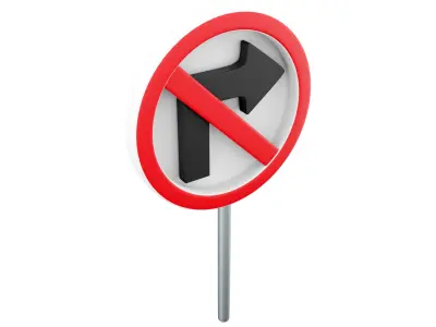 3d  Turn Right Traffic Road Sign  cartoon icon 3D model