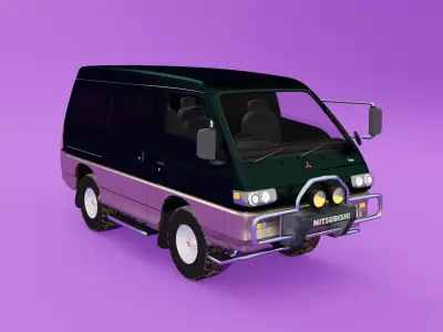 Mitsubishi Delica 1991 Low-poly 3D model