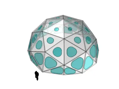 Geodesic Dome with Dynamic Perforations and glass panels  3D model
