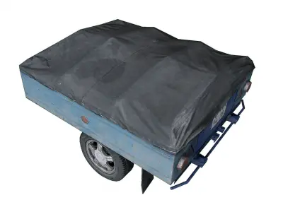 Old Car trailer Low-poly 3D model