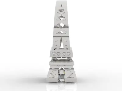 Multi-Stone Eiffel Tower Diamond Ring 3D print model