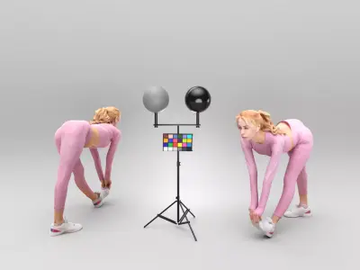 Sporty young woman in tracksuit training 383 Low-poly 3D model