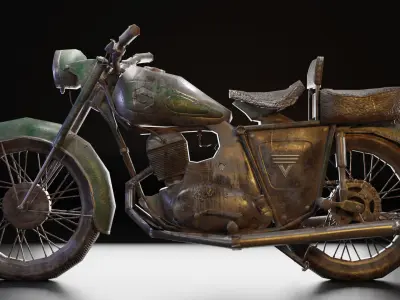 Pama classic motorcycle-Game assets  Low-poly 3D model