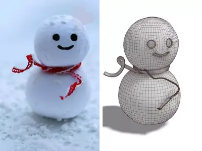 Winter Snow Man  I  PBR Model 3D model