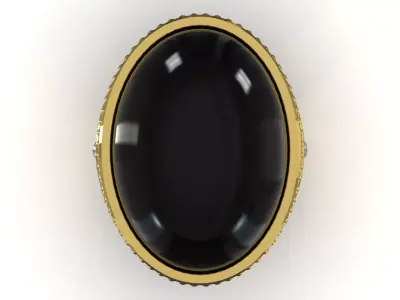 Domed Signet STL 3DM Ring with Cabochon Onyx model mr0310 3D print model