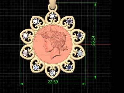 One Dollar Australia Coin Pendant 3d model printable 3D print model