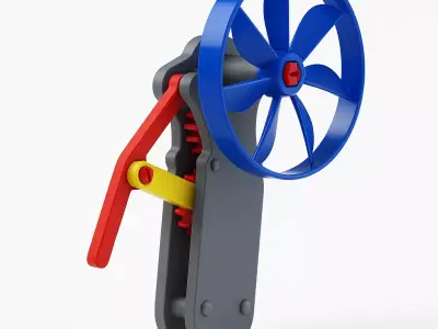 Hand Crank Gear Fan - Mechanical Kinetic Desk Toy 3D Print Model 3D print model