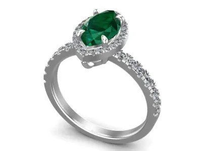 Marquise Cut Diamond Halo Ring                        3D print model