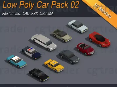 Low Poly Car Pack 02 Isometric Low-poly 3D model