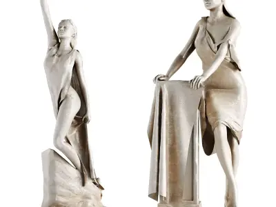 Human Sculptures 21 Girls Low-poly 3D model